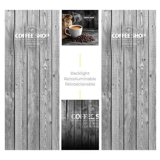 Elementi del kit di adesivi frontali e laterali per distributore automatico Necta Concerto Coffee Shop