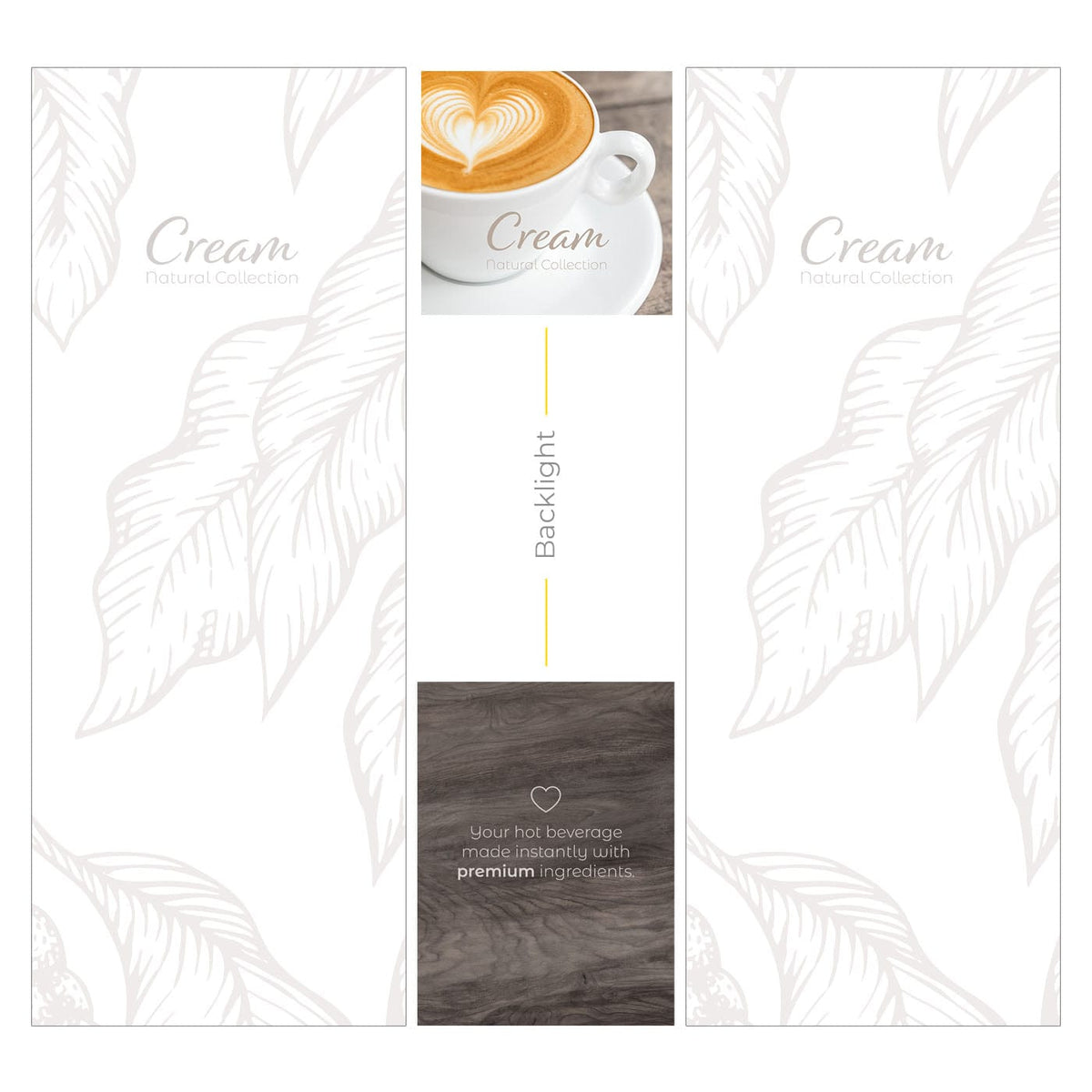 Elementi del kit di adesivi frontali e laterali per distributore automatico Necta Concerto Cream