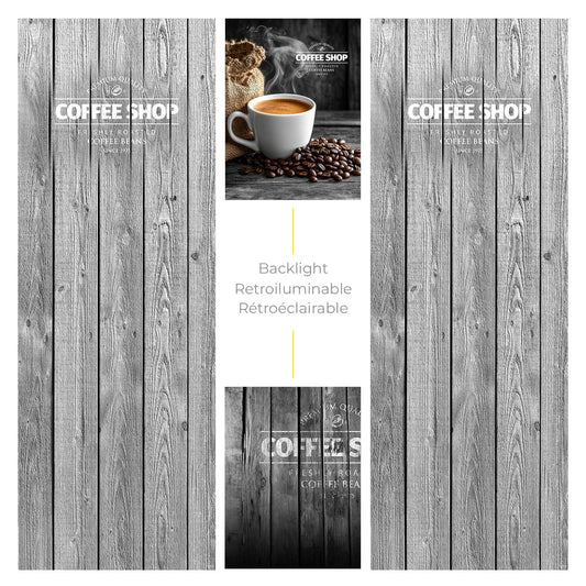 Elementi del kit di adesivi frontali e laterali per distributore automatico Necta Opera Coffee Shop