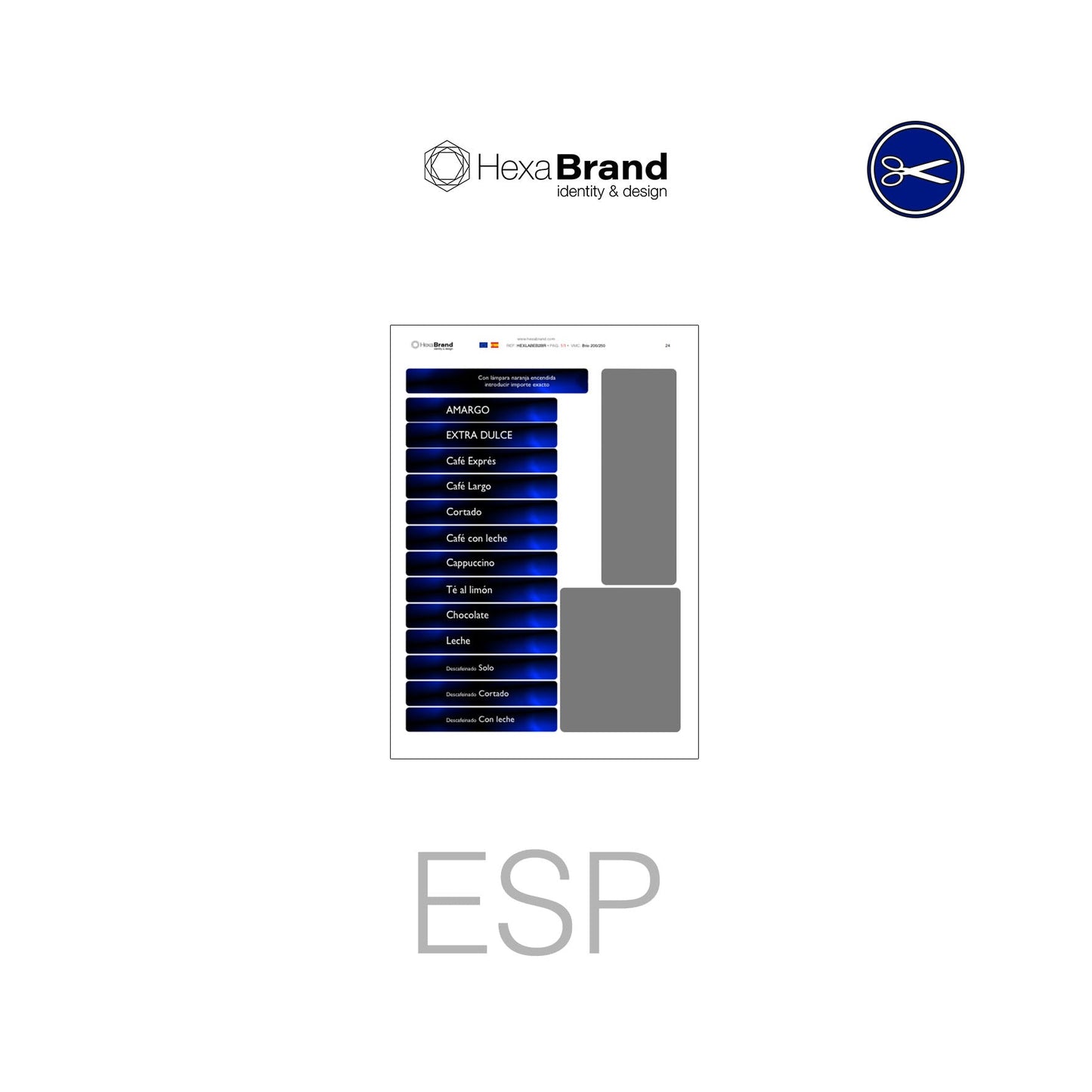 Necta Brio 200-250 - Etichette selezione ritagliabili