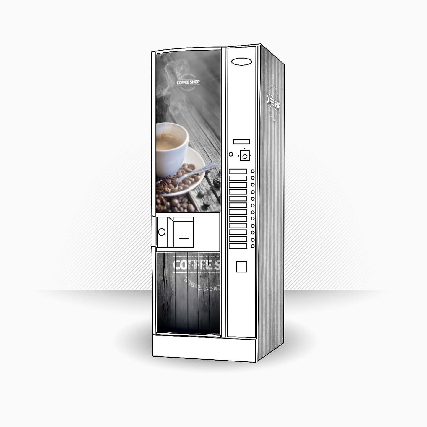 Kit completo de vinilos adhesivos y paneles para Astro P Necta N&W versión Coffee Shop