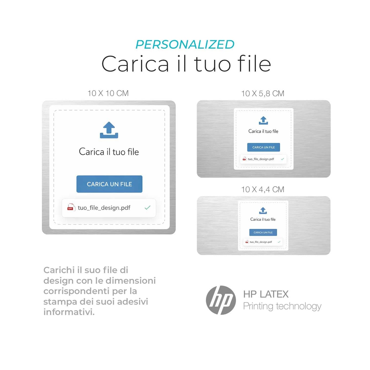 Adesivi informativi personalizzati – Carica il tuo file