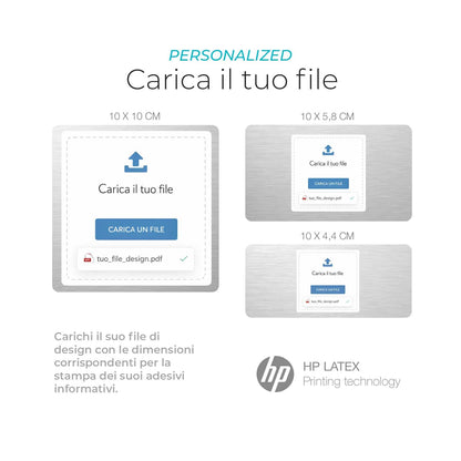 Adesivi informativi personalizzati – Carica il tuo file