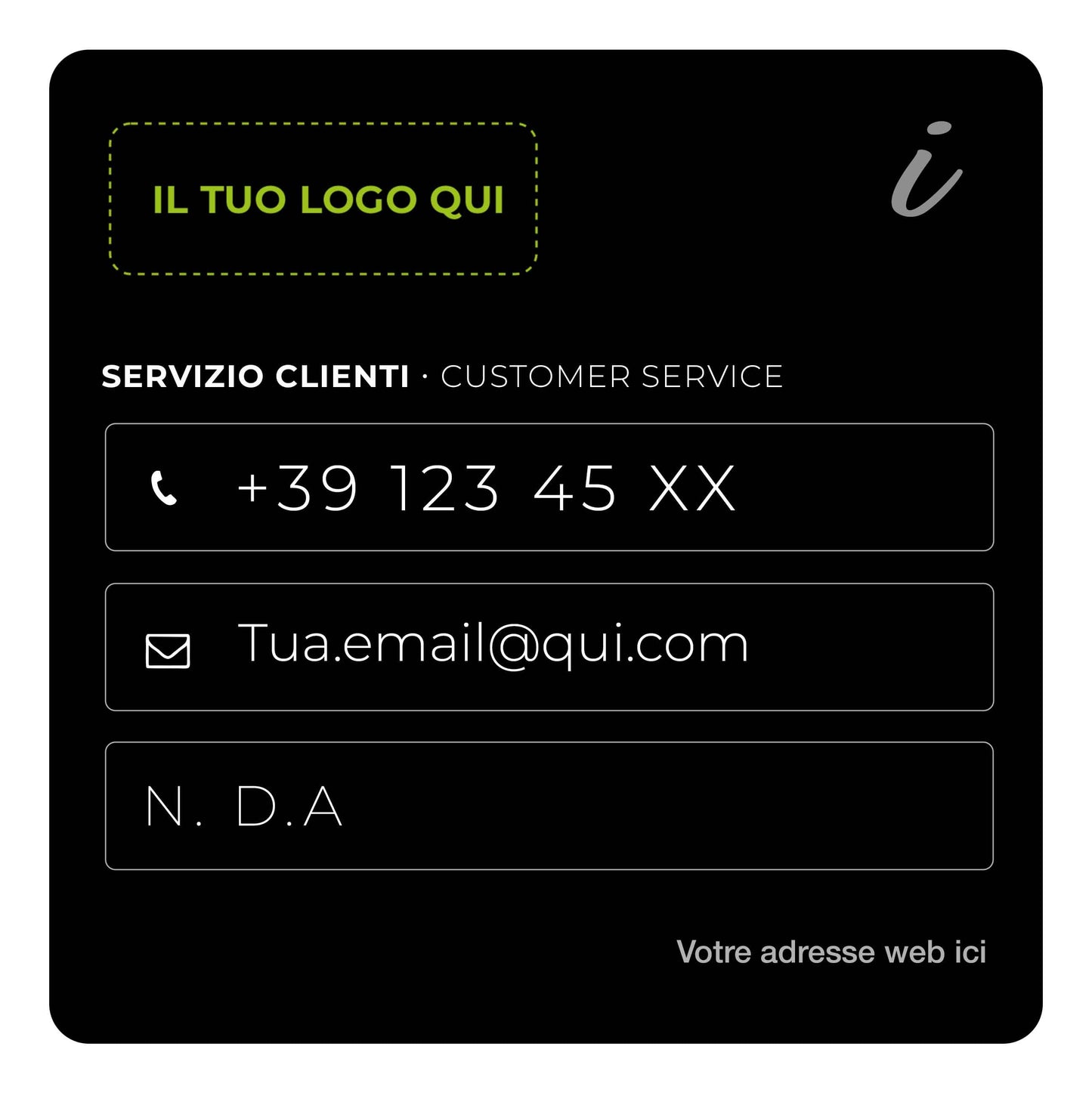 Adesivi informativi - Personalizzabili