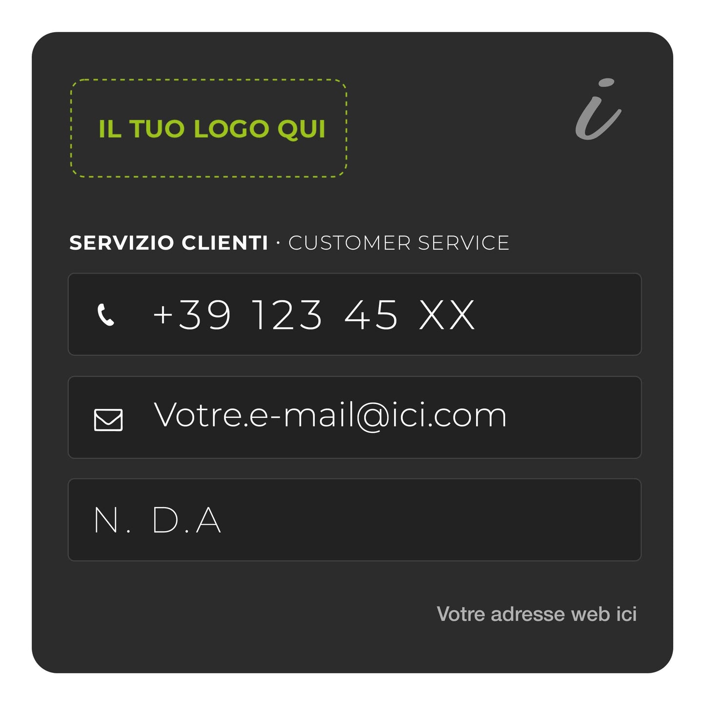 Adesivi informativi - Personalizzabili