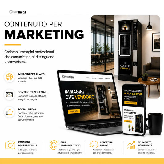 Servizio di creazione di contenuti visivi per il marketing delle aziende del vending