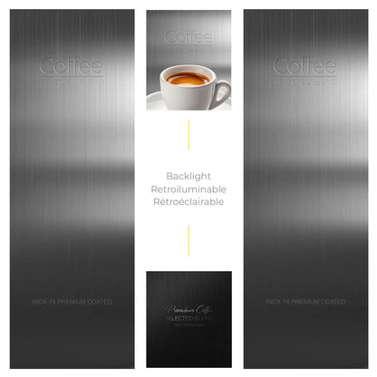 Elementi del kit di adesivi frontali e laterali per distributore automatico Necta Astro Inox Grey