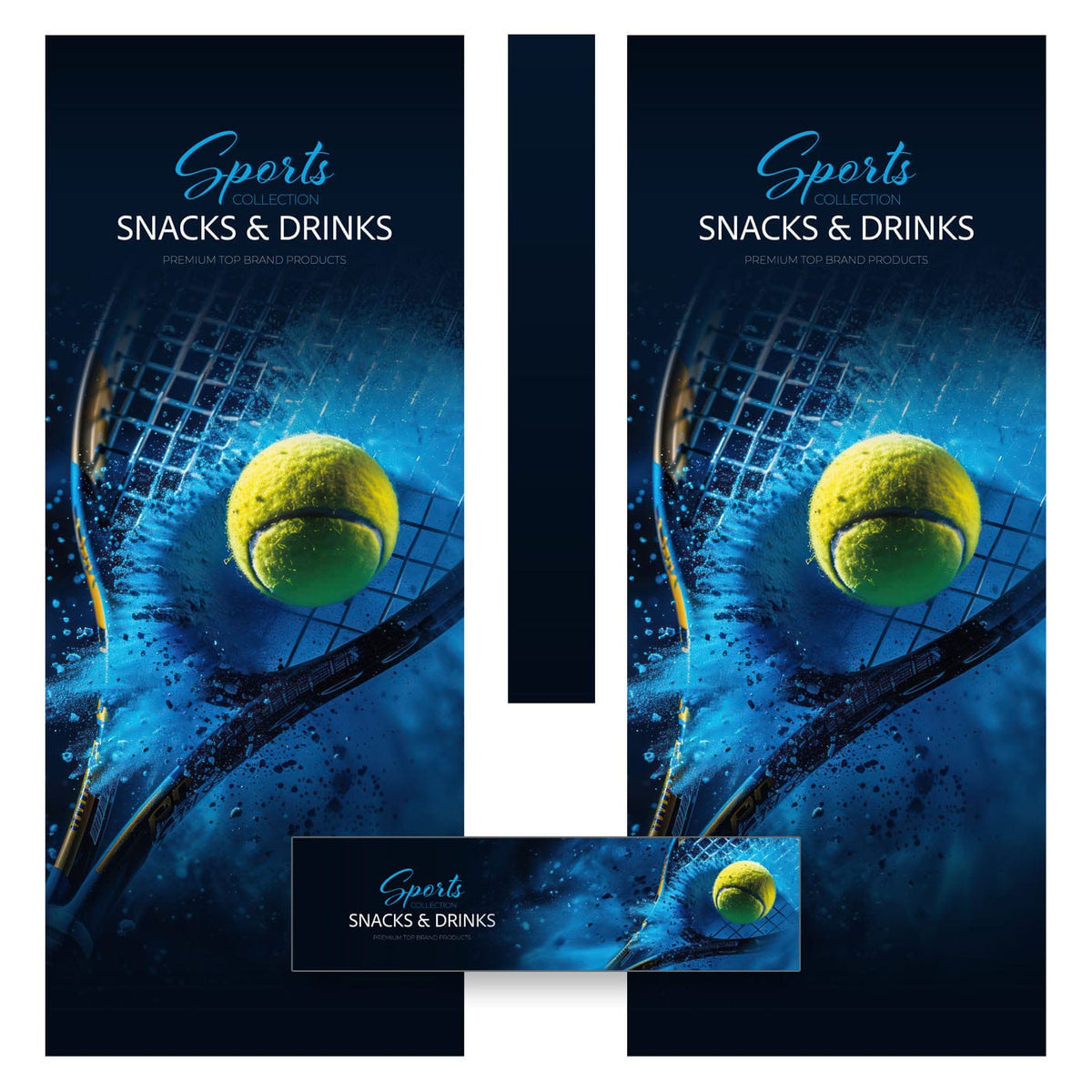 Elementi del kit di adesivi frontali e laterali per distributore automatico Fas 900 Sports Collection Tennis Paddle 