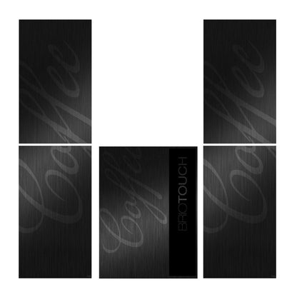 Elementi del kit di adesivi frontali e laterali per distributore automatico Necta Brio Touch Black Aluminum