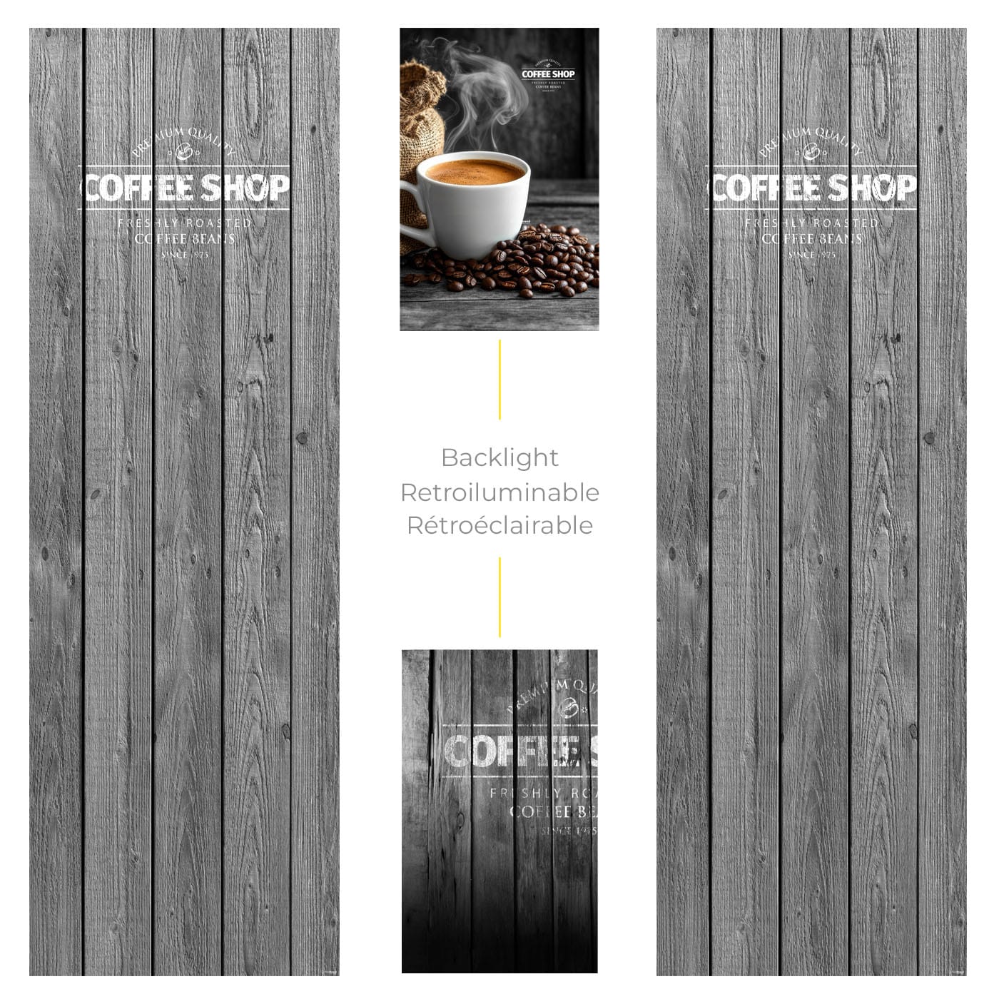 Elementi del kit di adesivi frontali e laterali per distributore automatico Necta Kikko Max Coffee Shop