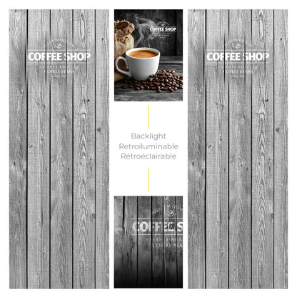 Elementi del kit di adesivi frontali e laterali per distributore automatico Necta Opera Coffee Shop