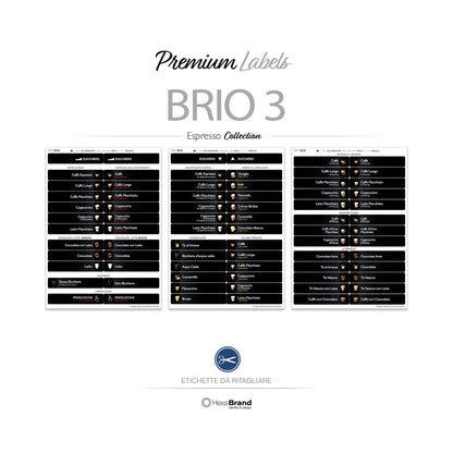 Etichette da ritagliare per distributori automatici di caffè Necta Brio 3. Design Premium