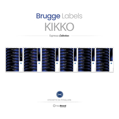 Etichette da ritagliare per distributori automatici di caffè Necta Kikko. Design Brugge