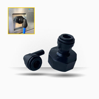 Kit John Guest CM320816E e PM220808E con collegamento 3/4 BSP per tubo Ø 8 mm e raccordo a gomito per distributori automatici