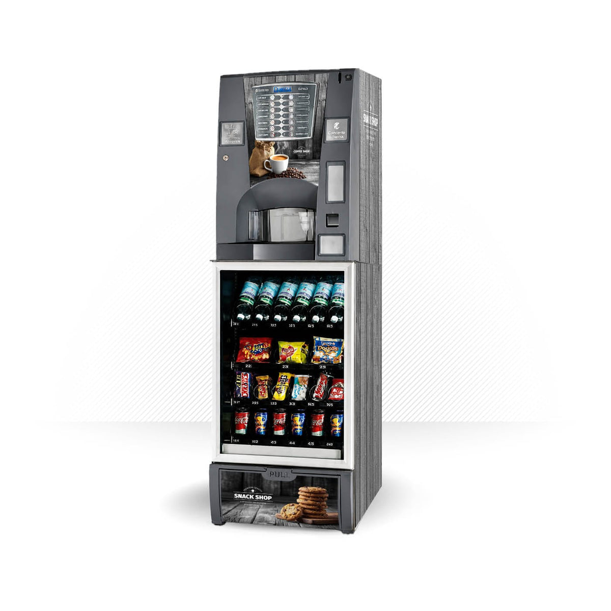 Kit di adesivi in vinile per distributore automatico Necta Mini Snakky Brio 3 Coffee Shop