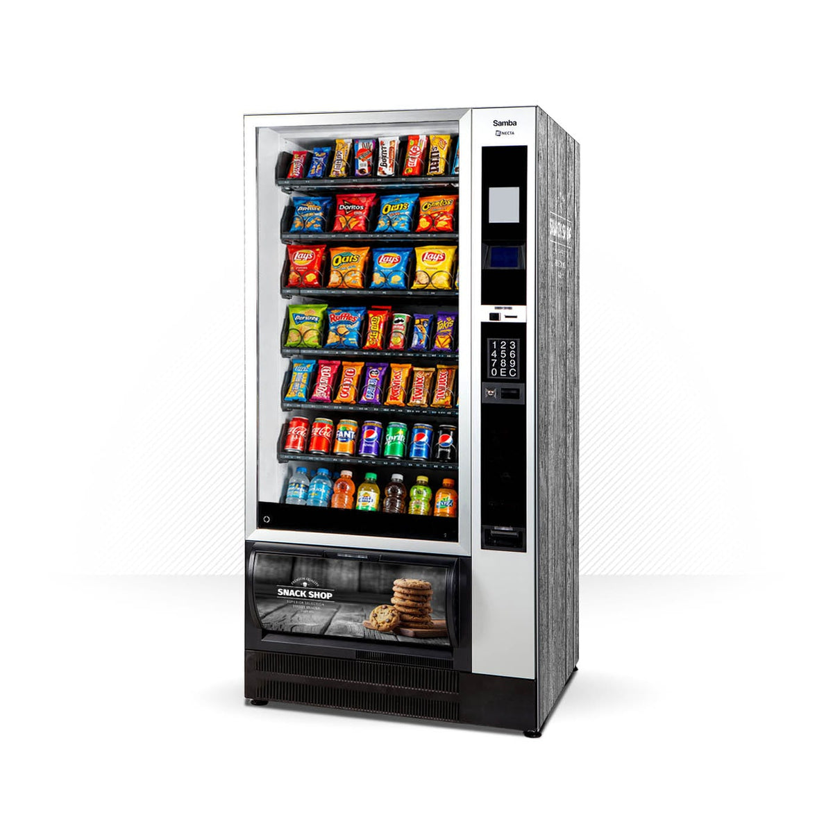 Elementi del kit di adesivi frontali e laterali per distributore automatico Necta Samba Tango Coffee Shop