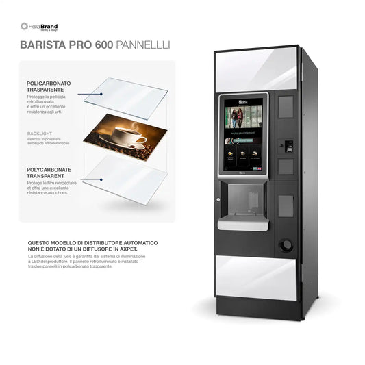 Pannelli in policarbonato trasparente per distributori automatici Necta Barista Pro 600